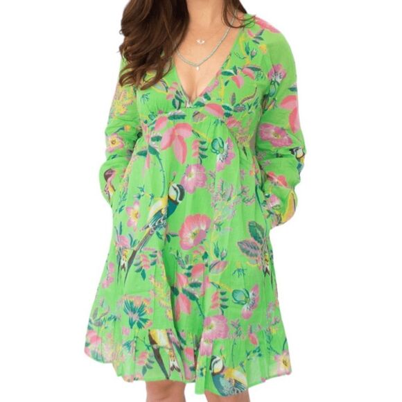 Banjanan Hilary Dress in Woden Hedgerow Classic Green - Picture 2 of 16